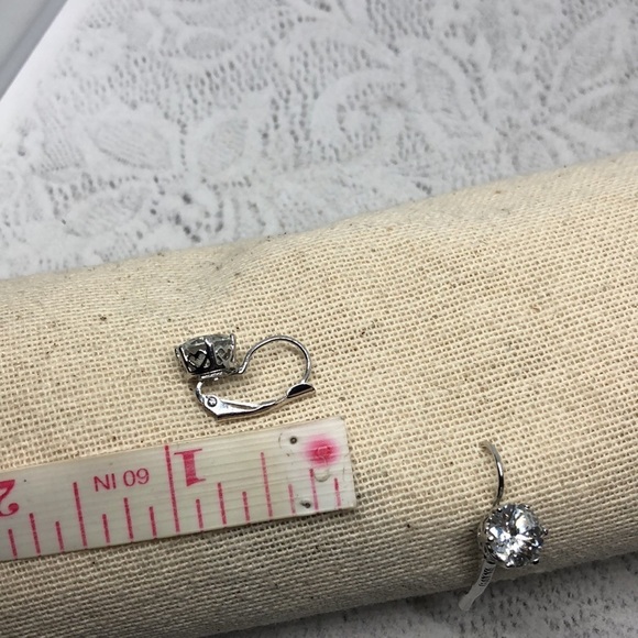 Batya Cz or Crystal dazzling sparkling classy elegant glam silver earrings. - Picture 6 of 6